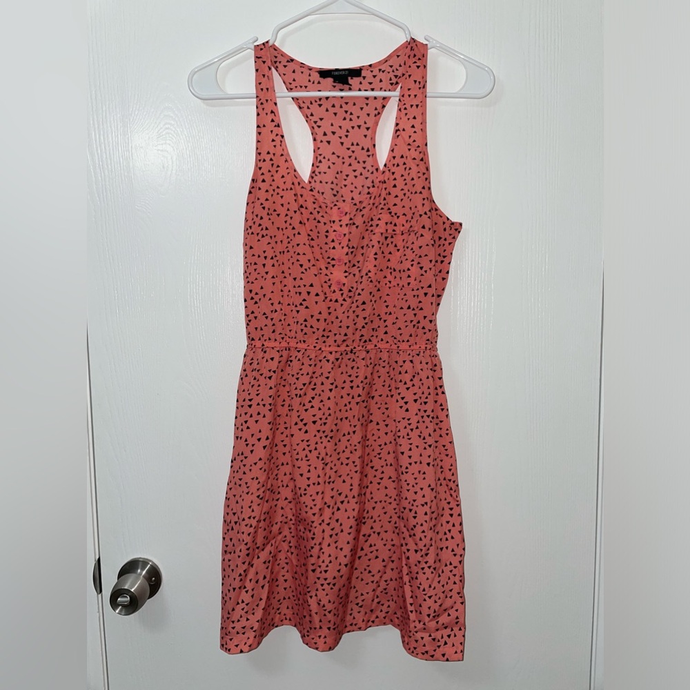 Forever 21 y2k Triangle Polka Dot Peachy Pink Lightweight Dress Size Small